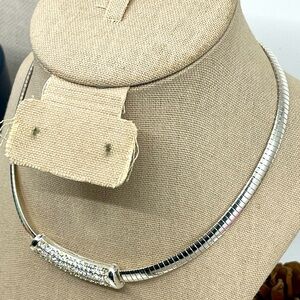 Vintage QVC Necklace & Earring Set – Silver-Tone with Crystal / CZ Accents